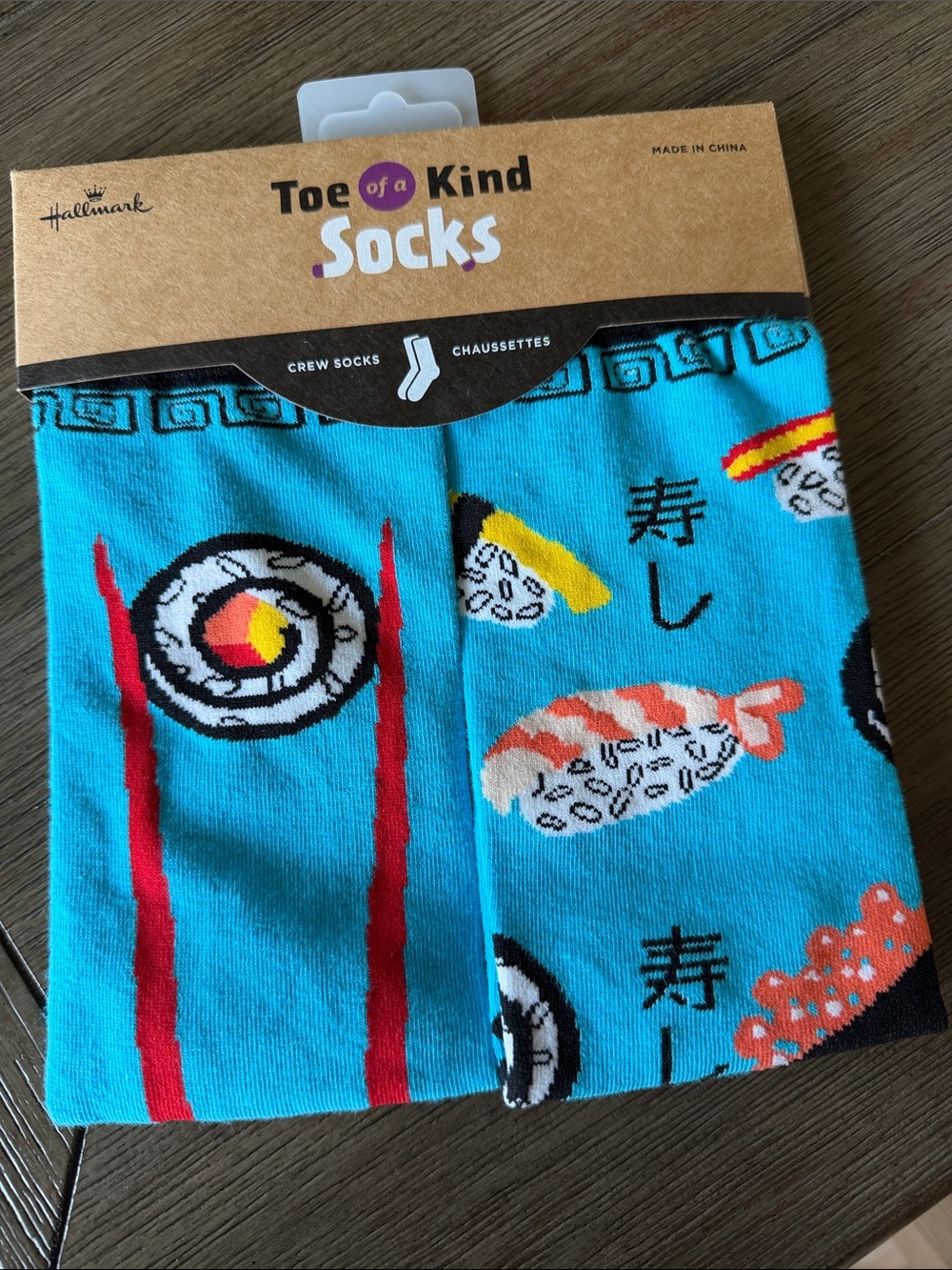 Hallmark Toe of a Kind Sushi Crew Socks - Turquoise